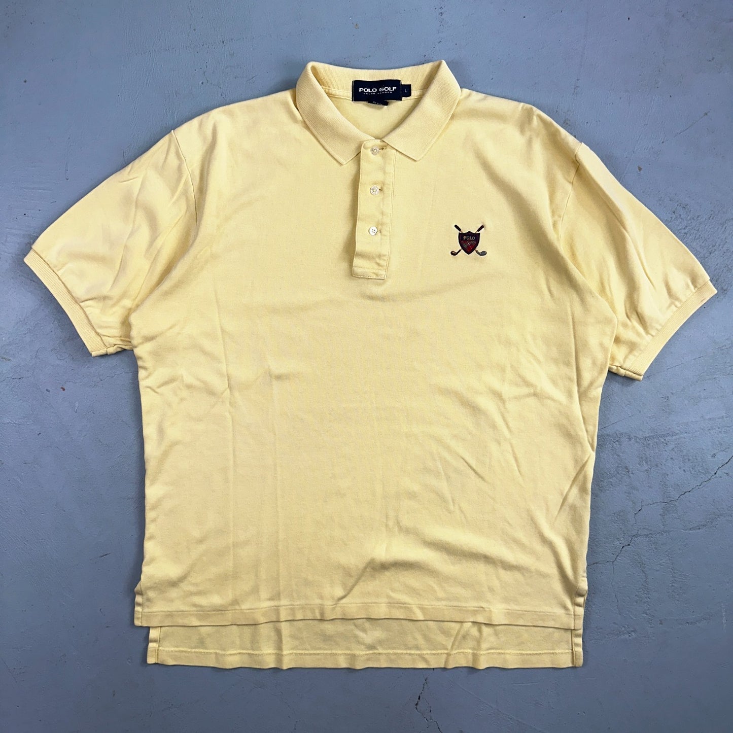 Polo Ralph Lauren Yellow Large Cotton Vintage Made USA Golf Polo Shirt