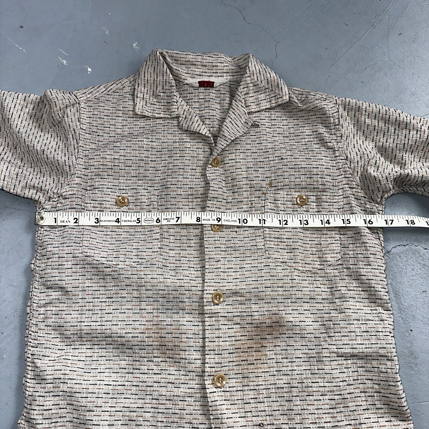 VTG 50s 60s Towncraft Penneys Loop Collar Button Up Shirt Rockabilly Boys 14 Kid