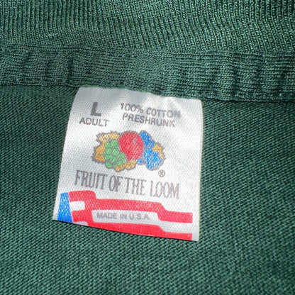 Fruit of the Loom USA Flag VTG T Shirt Redman Home Construction Large Green