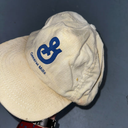 General Mills Corduroy VTG Hat Cap Snapback White USA Cereal Fun Tasty Logo