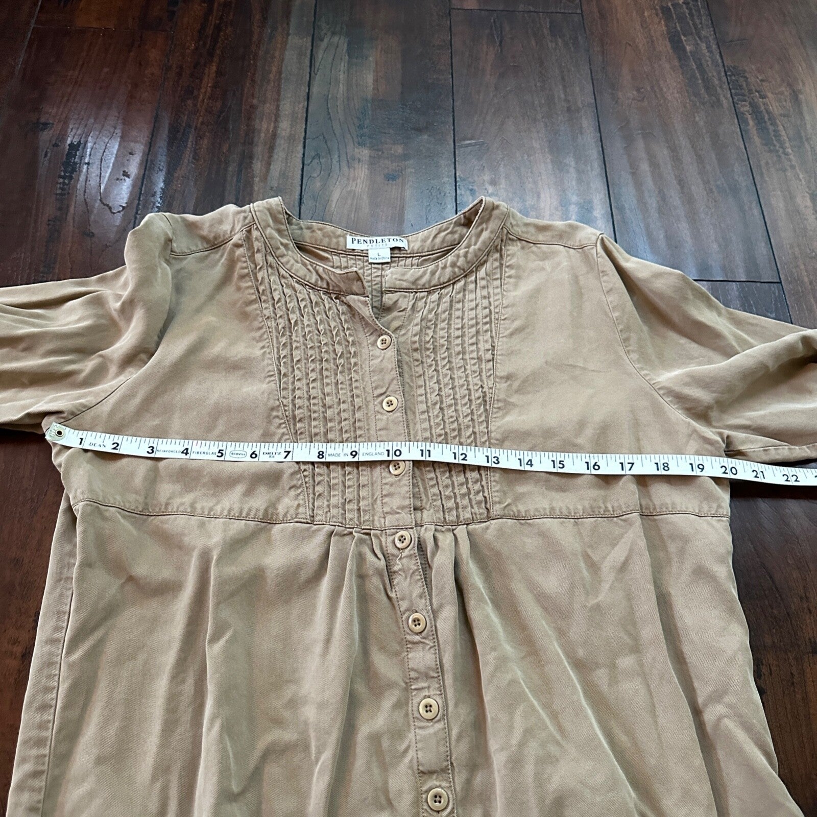 Pendleton Petite Women Jacket Crop Swing Blazer Size Large Cute Tan Brown