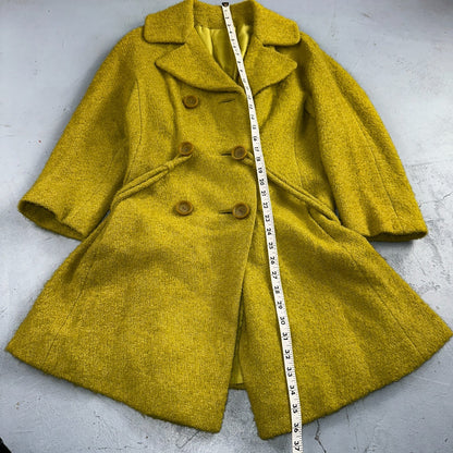 Vintage 60s Green Tennis Wool Coat ILGWU Union Mod Double Breasted Rockabilly