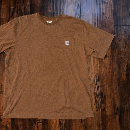 Carhartt 2XL Tall Brown Vintage Style T Shirt Pocket Basic Cool Pepper