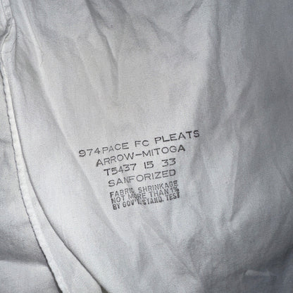 Vtg 1940s Arrow Mitoga Sanforized Formal Shirt 15 - 33 Tuxedo Dress White