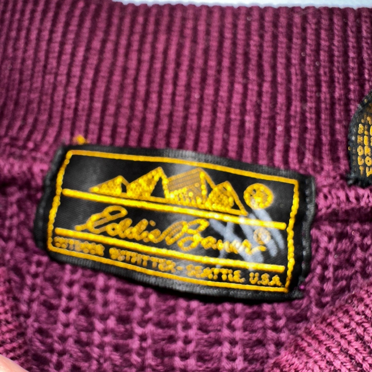 Eddie Bauer VTG 80s Sweater Mens Large Maroon Knit Henley Pullover Outdoor