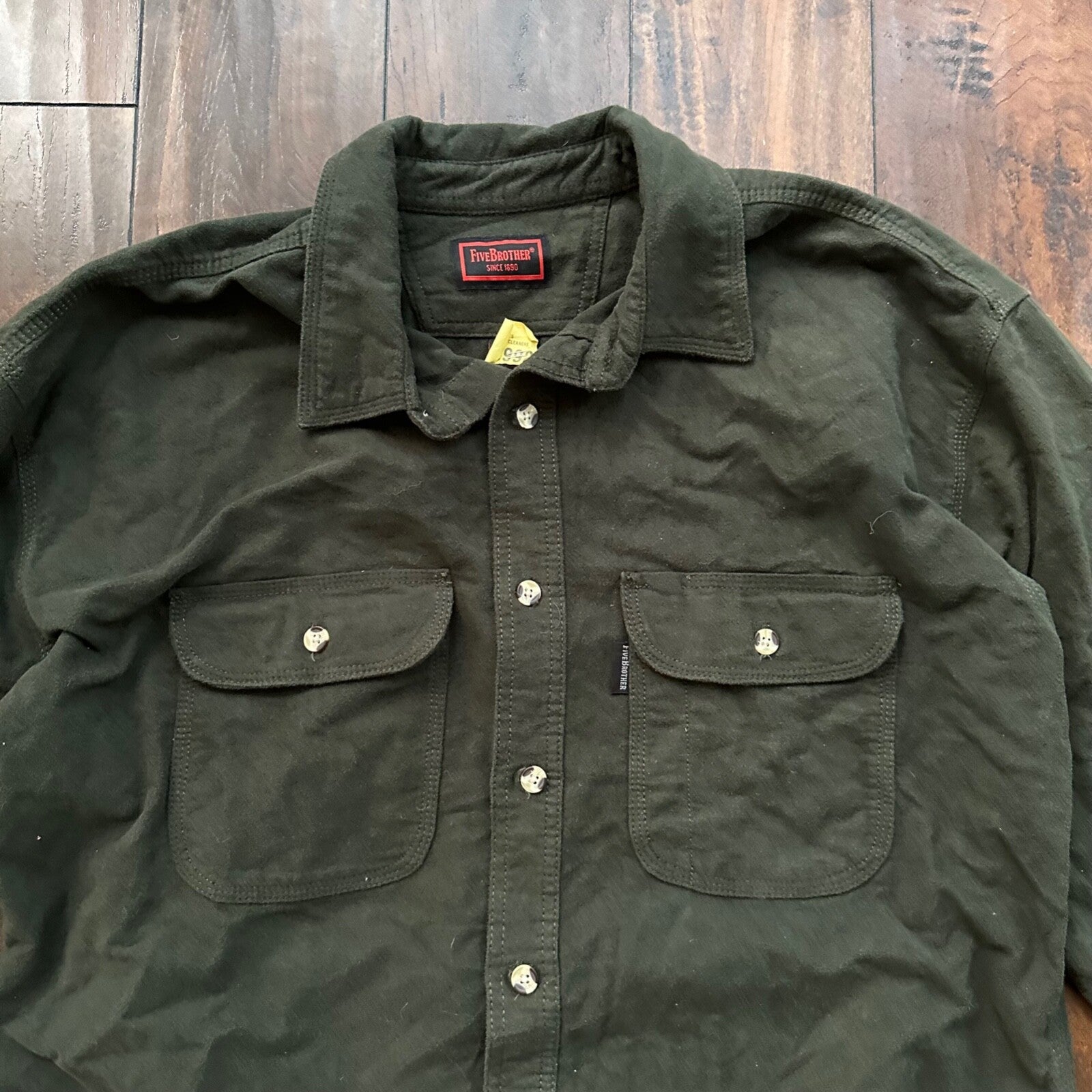 Five Brother Tallman Heavy Flannel Chamois Hunting Shirt Green Olive XL Tall VTG