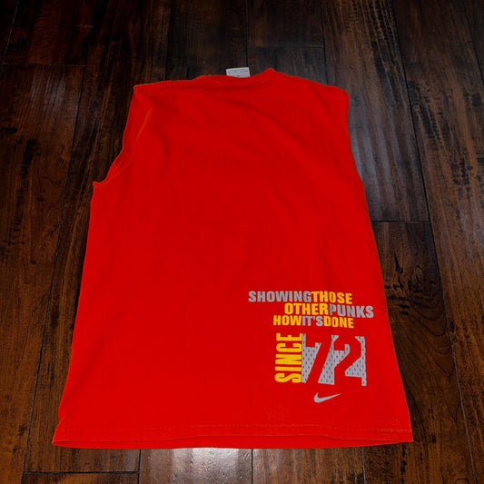 Nike Athletics Boys Size Medium Vintage T Shirt Y2K Silver Tank Top Gym Run