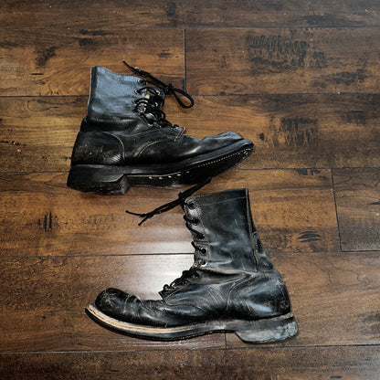 VTG Military Black Lace Up Work Boots 1950s 50s 60s Post WWII Size 8 ? High
