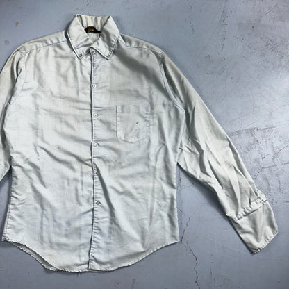 Vintage 70s DaVinci California Mod Long Sleeve Button Shirt Blue Thrashed