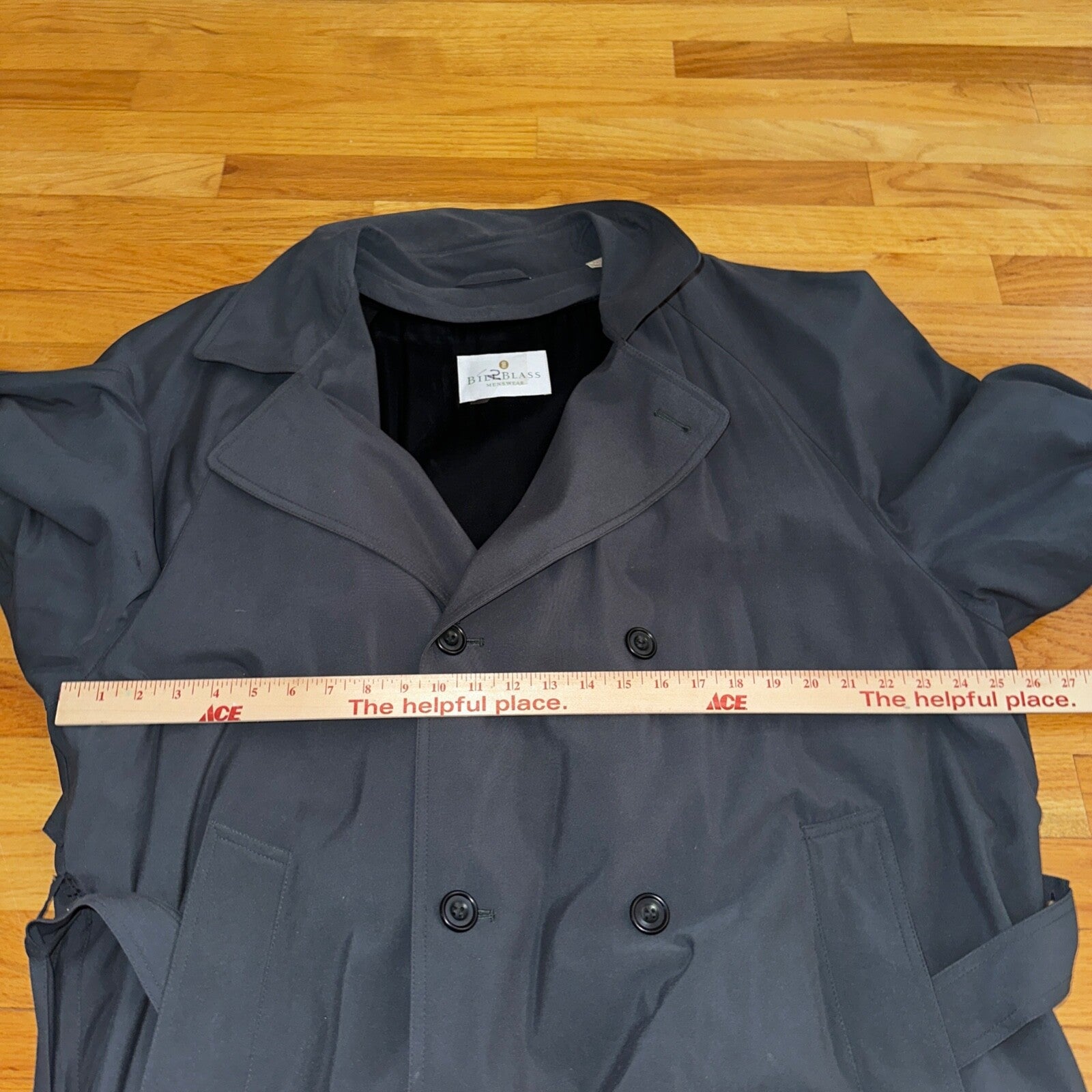 Bill Blass Menswear Trench Coat 46R Removable Liner Long Belted Overcoat VTG