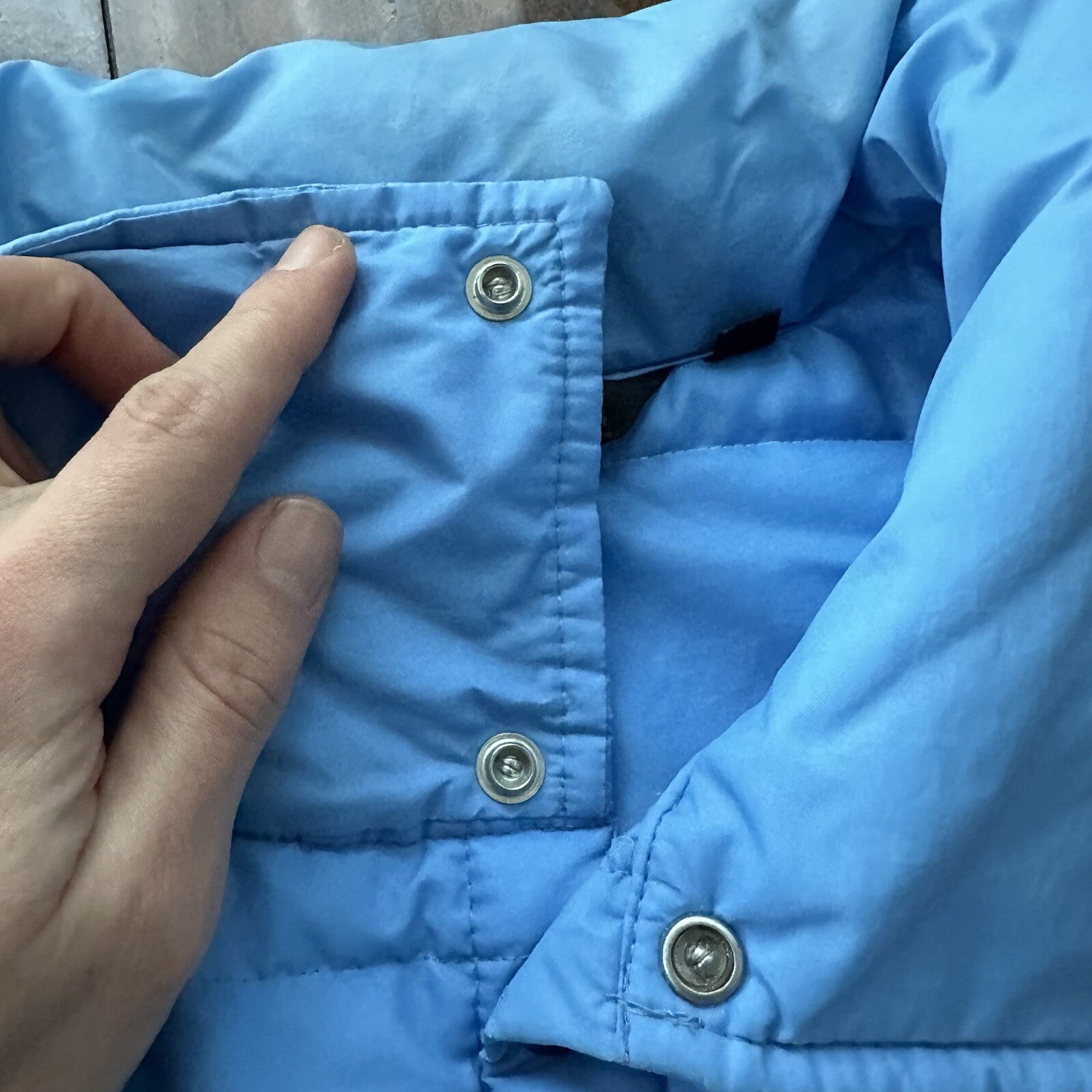 Vtg Sears Western Outdoor Wear Puffer Vest Snap Baby Blue 70s 80s Boxy XL