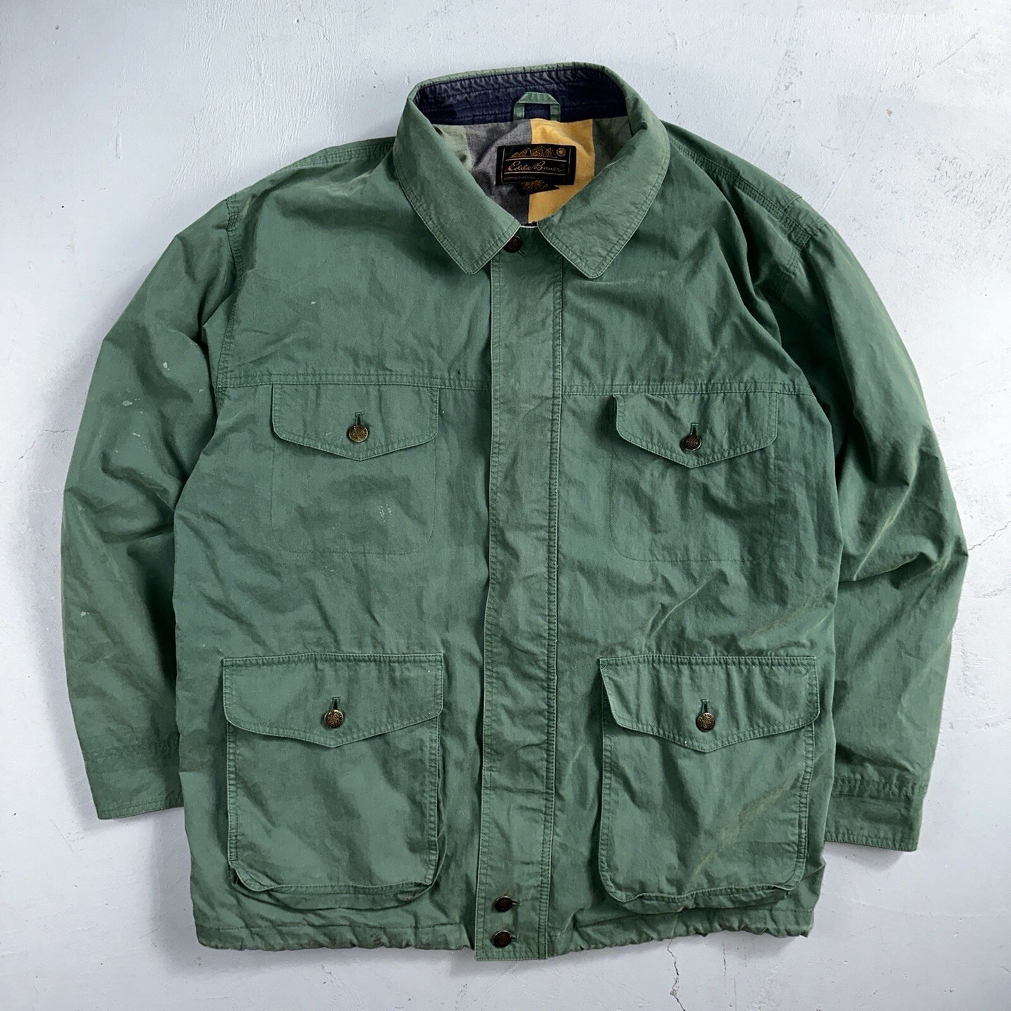 Eddie Bauer VTG Jacket L Full Zip Garden Chore Faded 1980s 80s Rare Coat Hiking