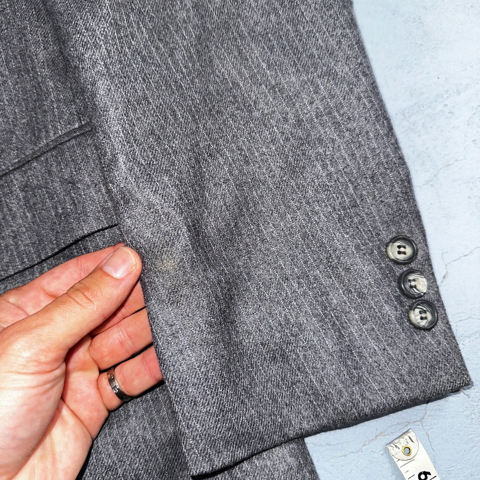 VTG Mens 2 PC Suit 41 Jacket Coat Pants Gray Rockabilly 80s Egon Von Furstenberg