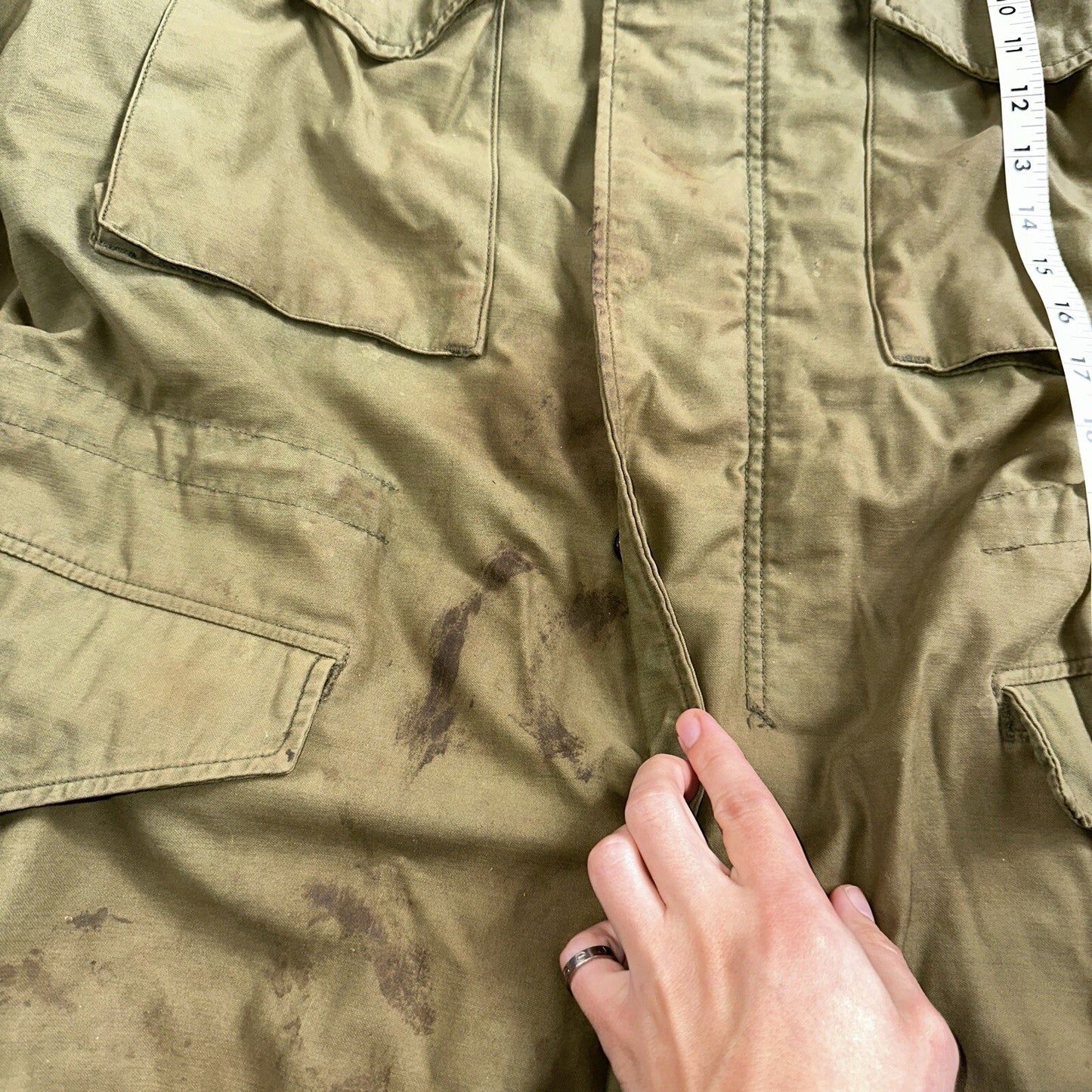 VTG US ARMY M-65 Field Jacket Coat Cold Weather Mans OG-107 Vietnam 70s Medium