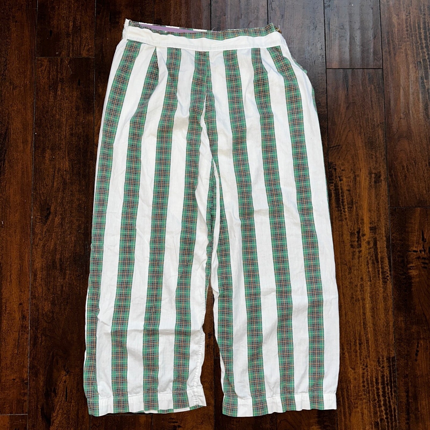 Vintage 50s 60s Tommies Sanforized Sleepwear Pajamas Pair Pants Top Cotton Green