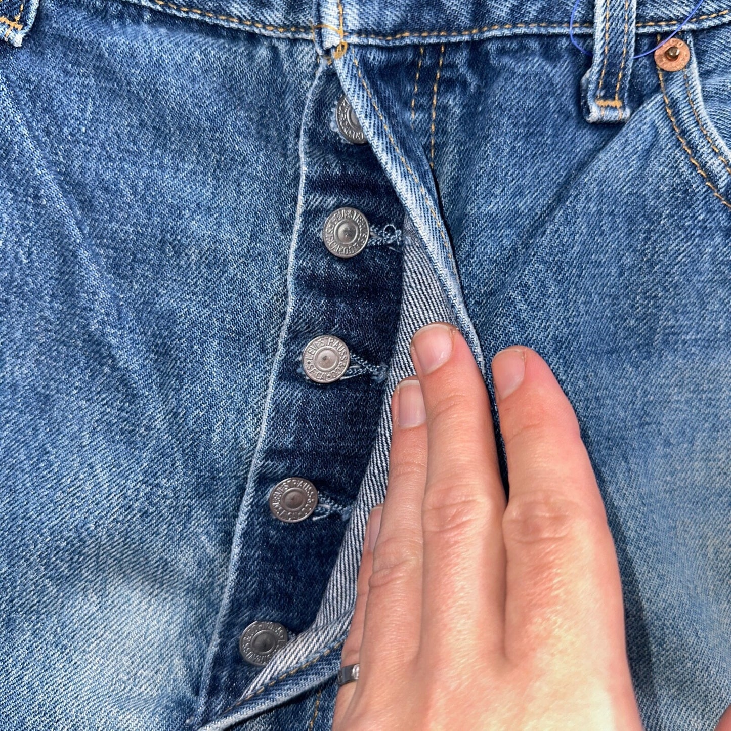 Levis 501 Vintage 90s USA XX Straight Leg Jeans Blue Light Wash 38x34 Act 36x32