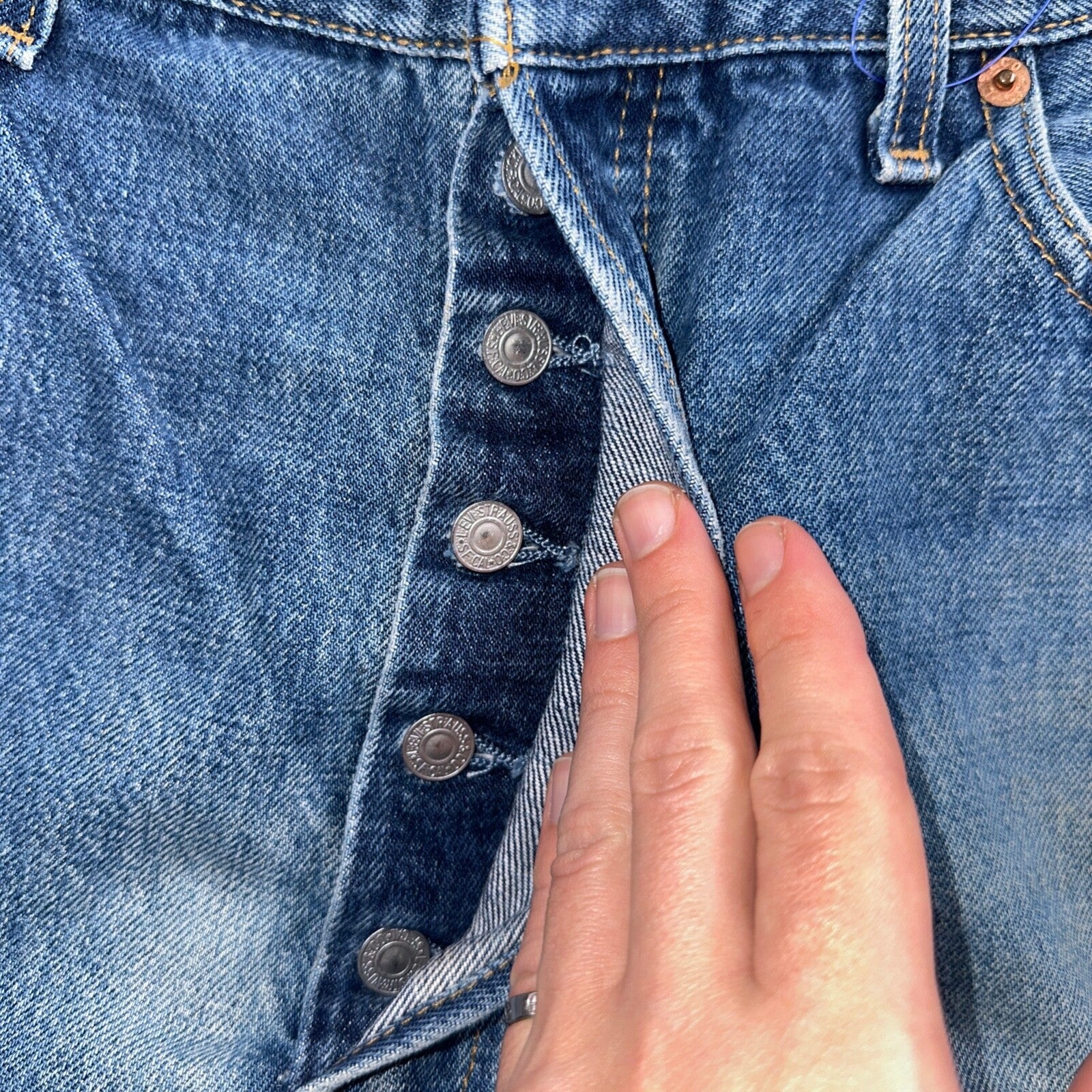 Levis 501 Vintage 90s USA XX Straight Leg Jeans Blue Light Wash 38x34 Act 36x32