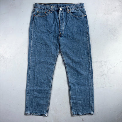 Levis 501 Vintage 90s USA XX Straight Leg Jeans Blue Med Wash 38x30 Act 36x29