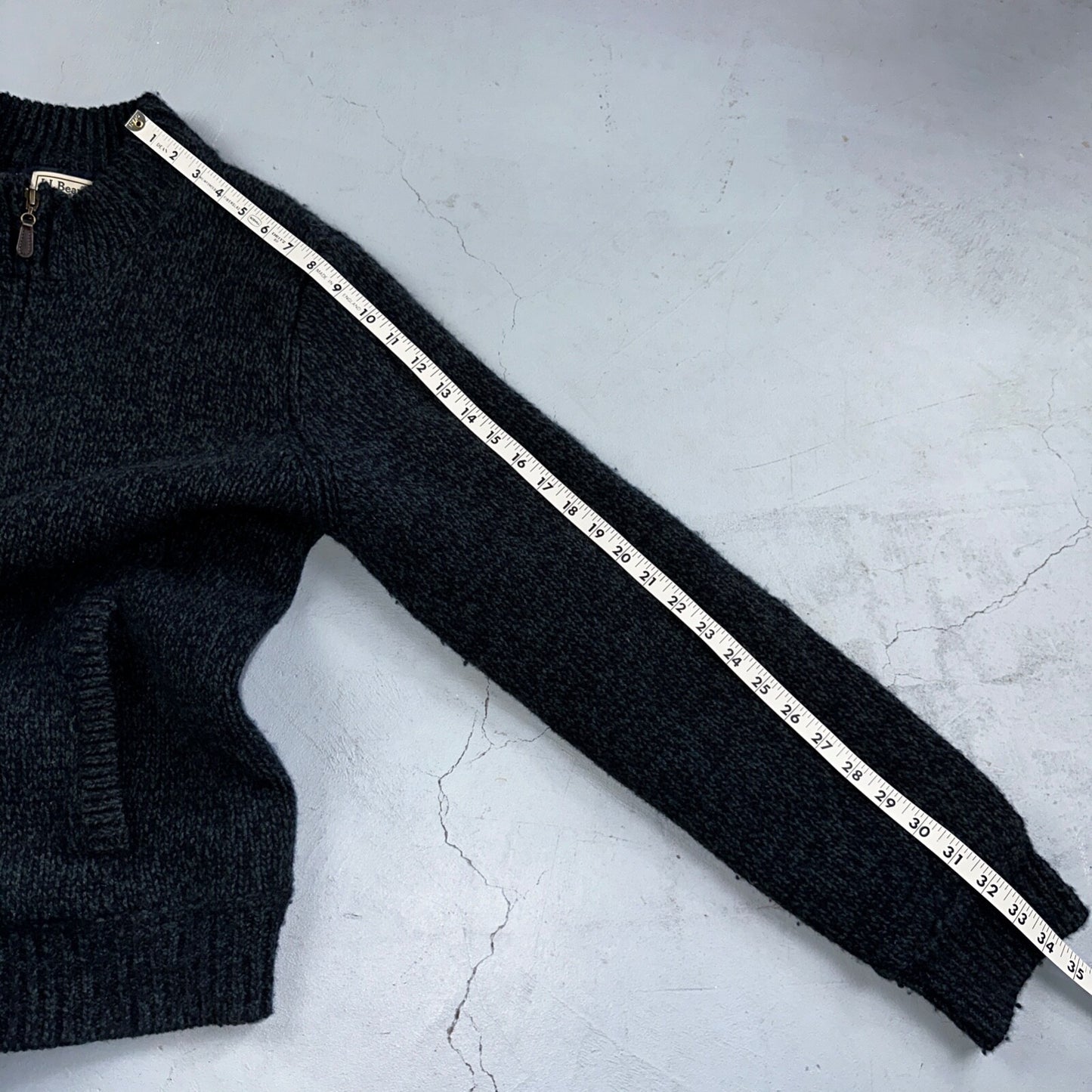 LL Bean Lambs Wool Blue Sweater Full Zip Flannel Plaid Lined Mens L Vintage