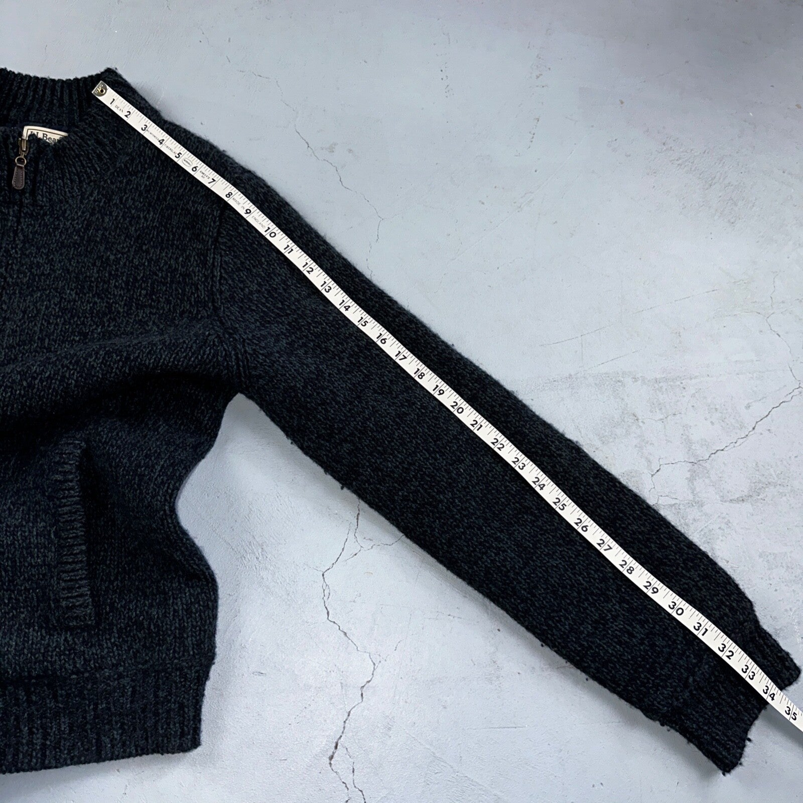 LL Bean Lambs Wool Blue Sweater Full Zip Flannel Plaid Lined Mens L Vintage