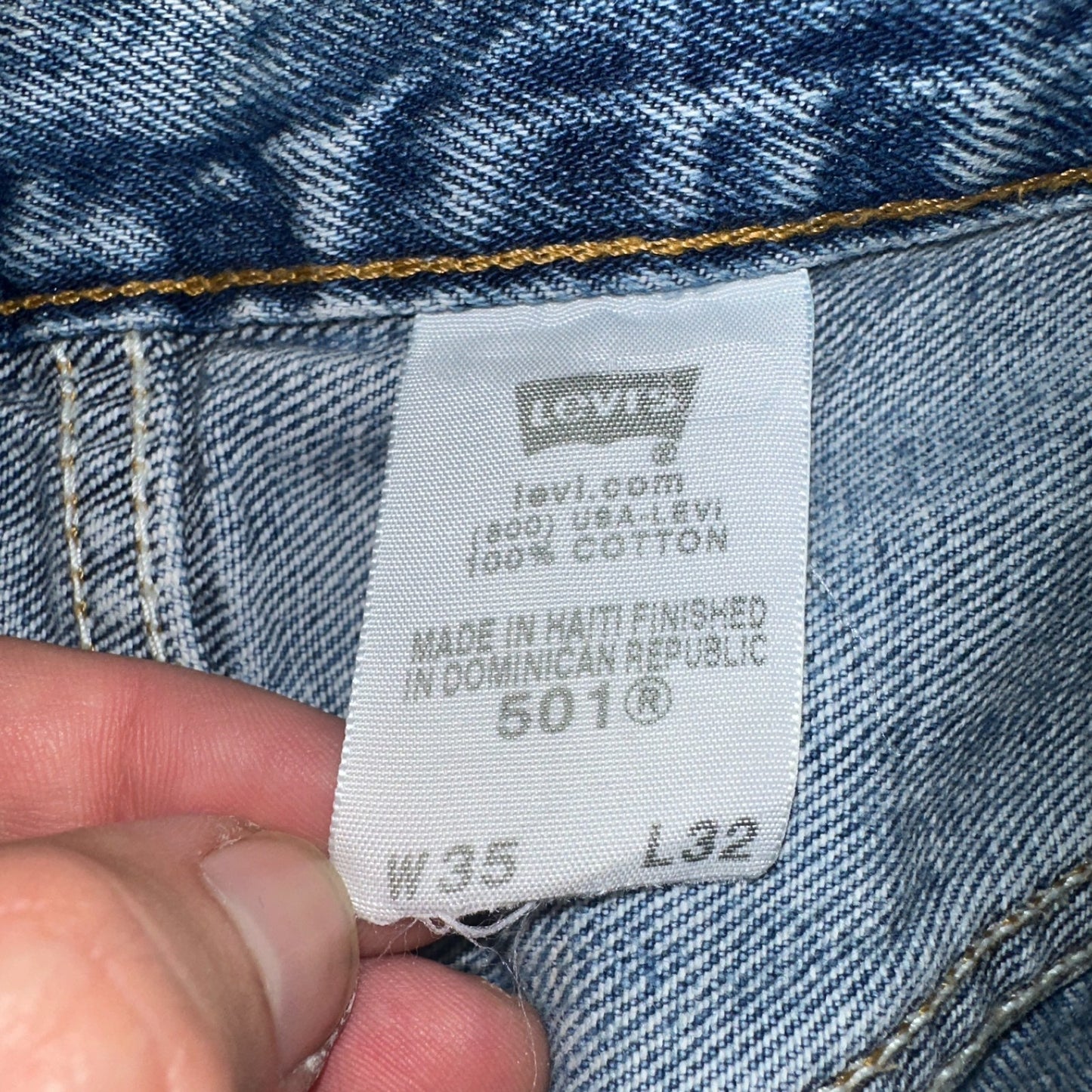 Levis 501 Vintage 90s Y2K Straight Leg Jeans Blue Light Wash 35x32 Act 34x31