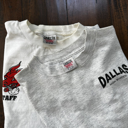 Oneita 90s Lot 2 Vintage T Shirt Dallas Oregon Dragons Basic White Grey Rap