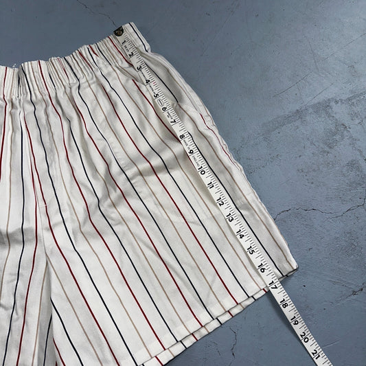 Cabin Creek Shorts Womens 12 Red White Striped Front Cotton Blend High Rise