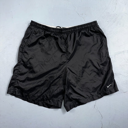 Nike VTG Shorts Mens Large Black 90s Nylon Soccer Futbol Glanz Basic Essential