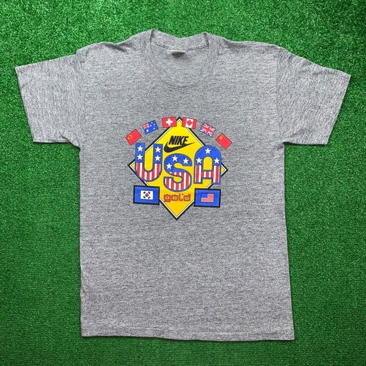 Vintage Nike T Shirt USA Rare Jordan Korea Rayon Geisha Sports 1988 80s Olympics