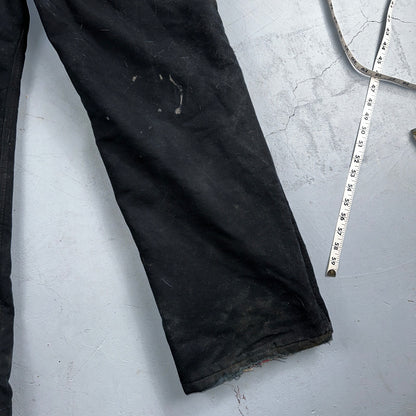 Carhartt Overalls Black Canvas Carpenter Lined R02 BLK USA Made Men’s 34x32