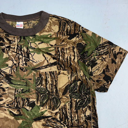 Camo 80s Single Stitch VTG T Shirt Short Sleeve Woodland Hunting USA REALTREE