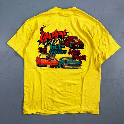 Good Guys Salem Oregon Hanes 80s VTG T Shirt Yellow Single Stitch Cars Racing