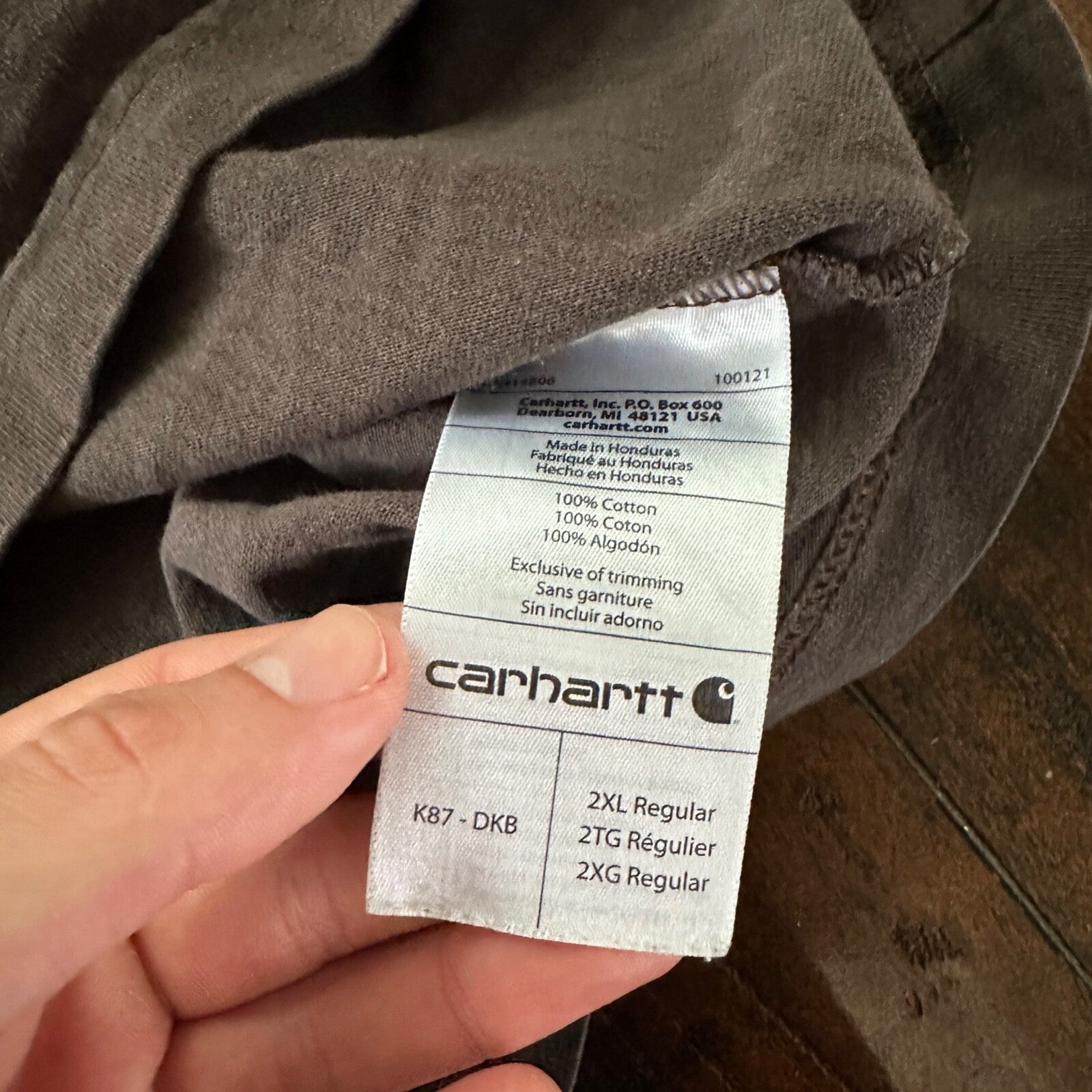 CARHARTT K87 DKB DARK BROWN SHORT SLEEVE POCKET TSHIRT MENS 2X Thrashed