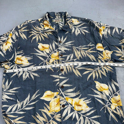 Tommy Bahama Shirt Mens Large Silk Blue Loop Collar Camp Short Sleeve Hawaiian