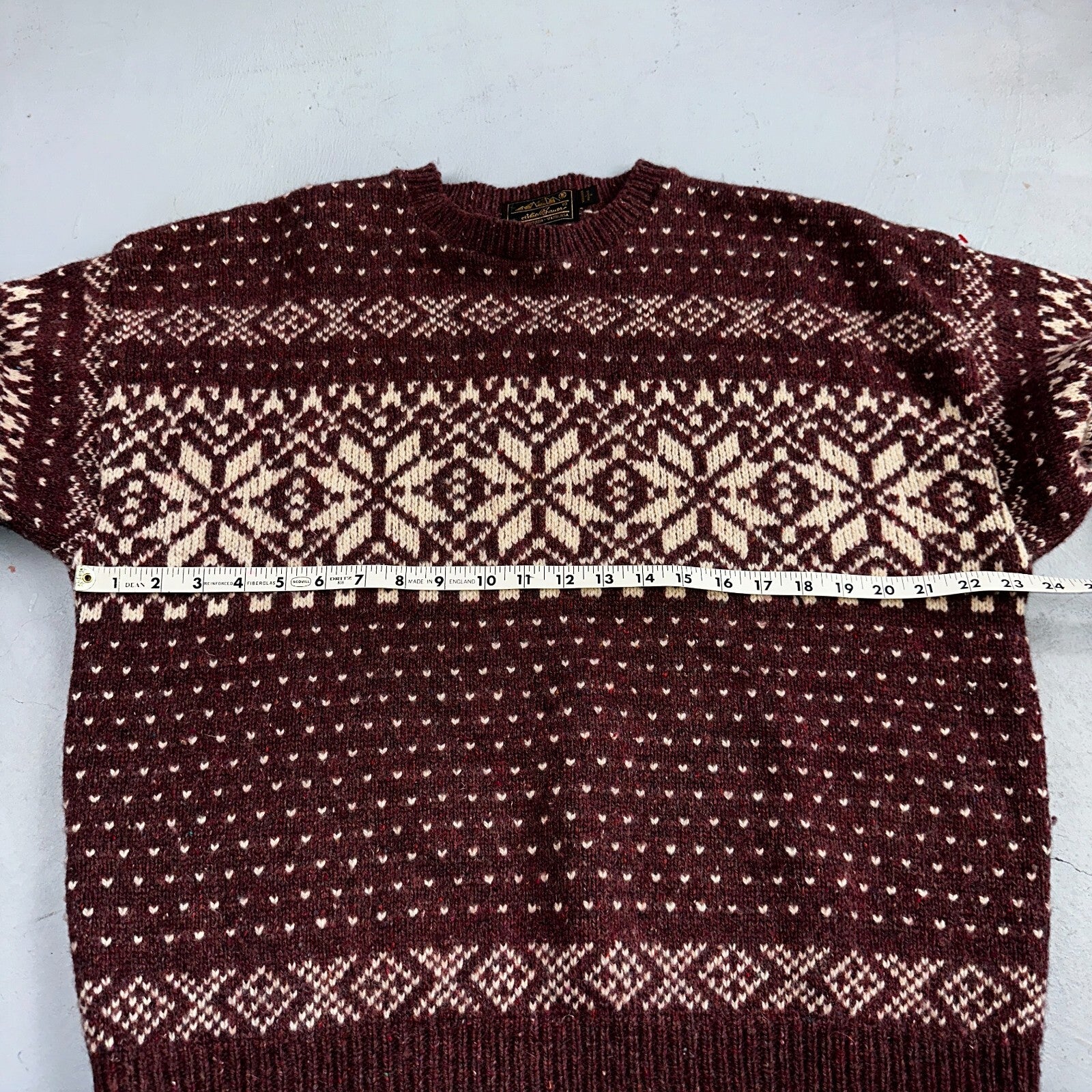 Eddie Bauer Vintage 90s Womens Large Wool Nordic Fair Isle Pullover Sweater