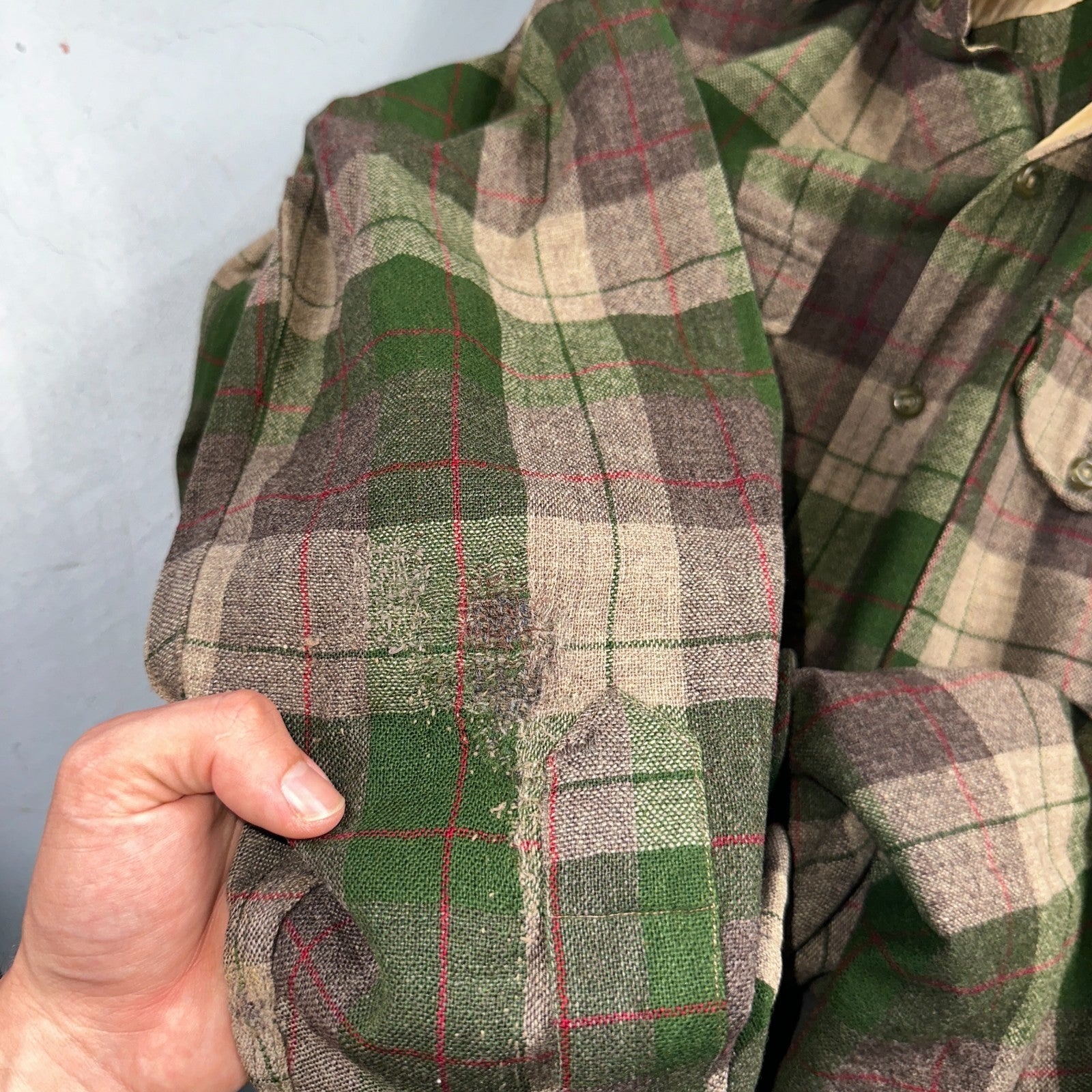 Pendleton VTG BR Baker Shirt Plaid 100% Wool Button Down Size M Plaid 1950s Camp