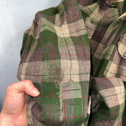 Pendleton VTG BR Baker Shirt Plaid 100% Wool Button Down Size M Plaid 1950s Camp