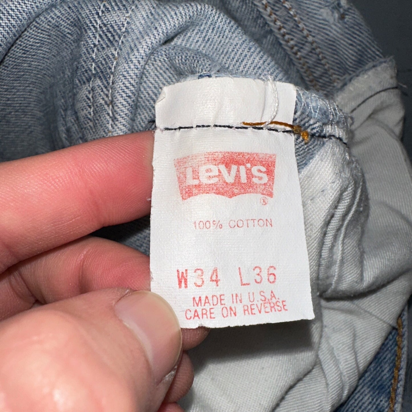 Levis 501 Vintage 90s USA XX Straight Leg Jeans Blue Light Wash 34x36 Act 31x32