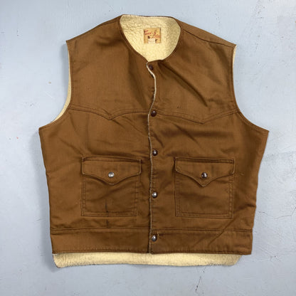 VTG Bay River of San Jose California Sherpa Lined Vest Mens USA Western Cowboy