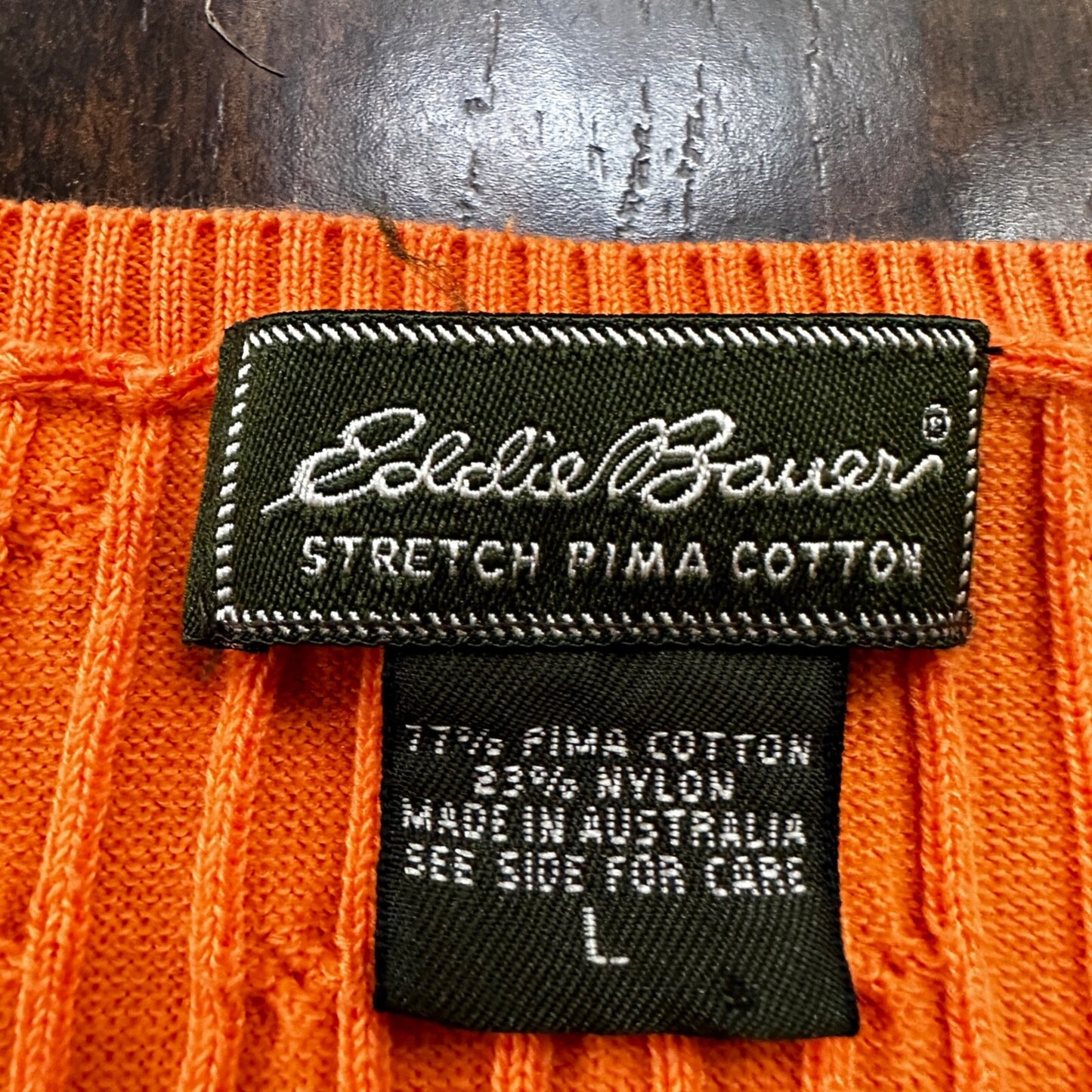 Eddie Bauer Tank Top Womens L Orange Knit Pima Cotton Soft VTG Style Vest Cool