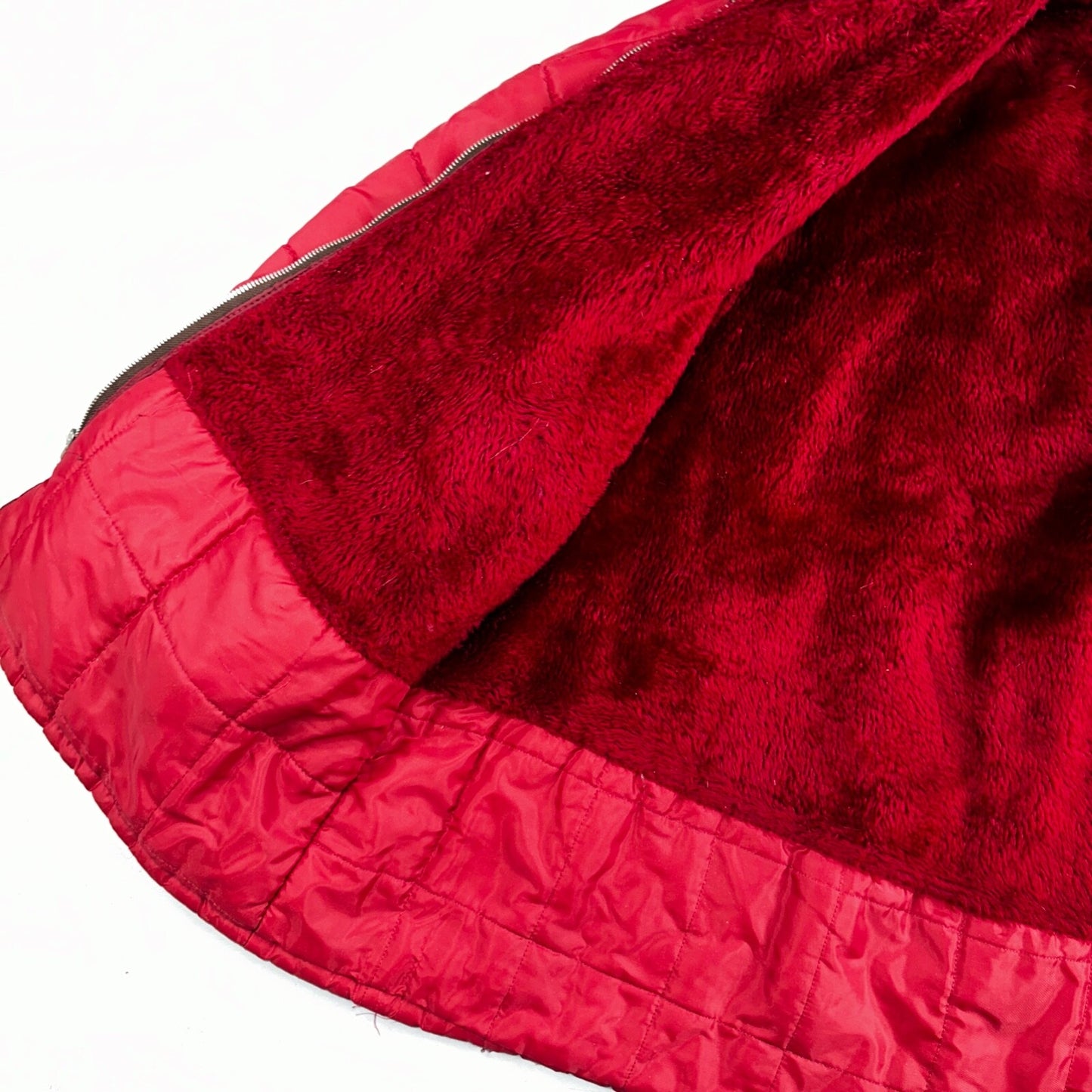 Haband Jacket Mens Red Barn Chore Puffer Coat Hood Zip Up Scovill 70s Fur Lined