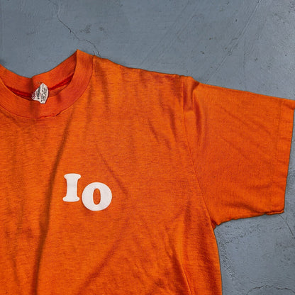 Wreck 1970s Sport VTG T Shirt Letters 70s Number 10 Orange Single Graphic Text