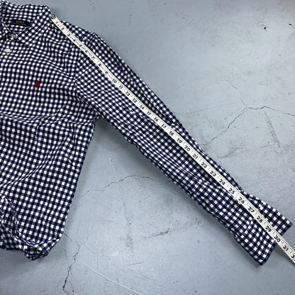 Ralph Lauren Boys XL Blue Gingham Check Long Sleeve Shirt 100% Cotton Polo