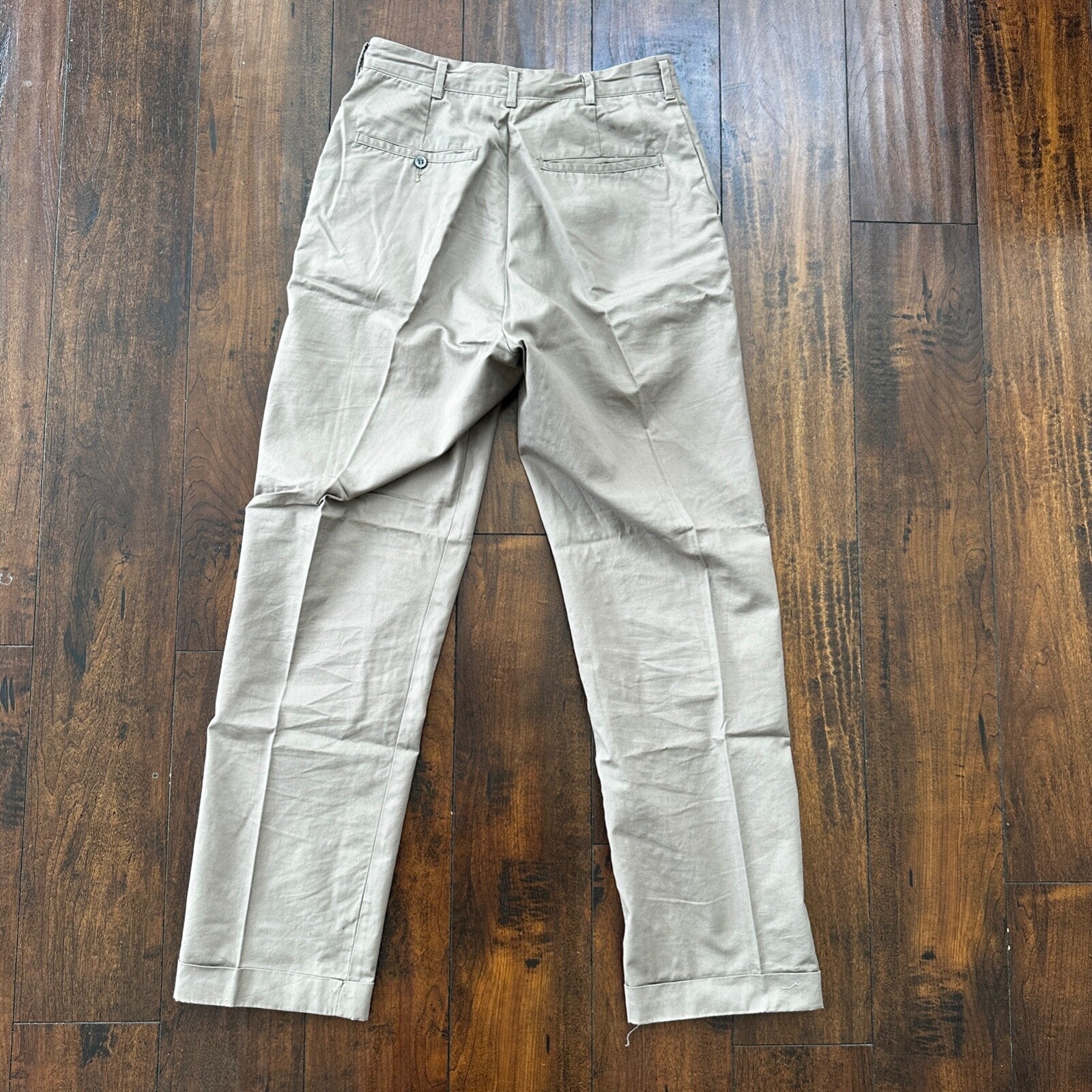 VTG 60s Brown Dress Pants Trousers Talon Fly Size 26x29 1960s Slacks Light