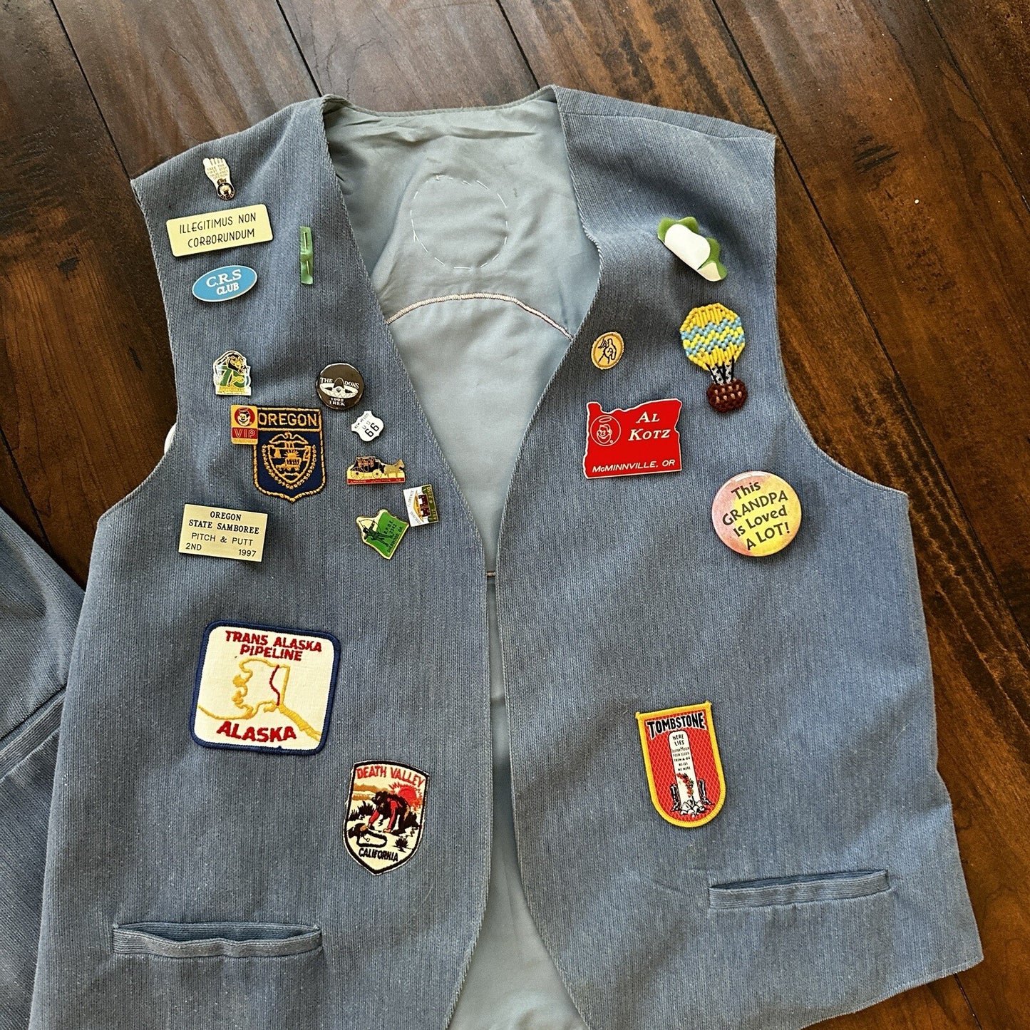 Vintage Rockabilly Patchwork Vest Lot Pins 2 Patches Rare Oregon McMinnville PDX
