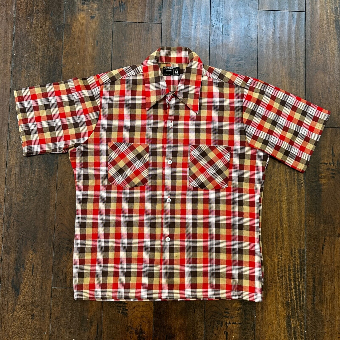Vintage Big Mac Shirt Mens 15 Red Plaid Short Sleeve 90's JC Pennys Mens