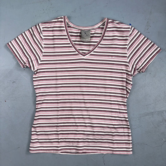 Nike Striped Y2K VTG T Shirt Womens Large Pink Purple Sports Cute Silver Tag