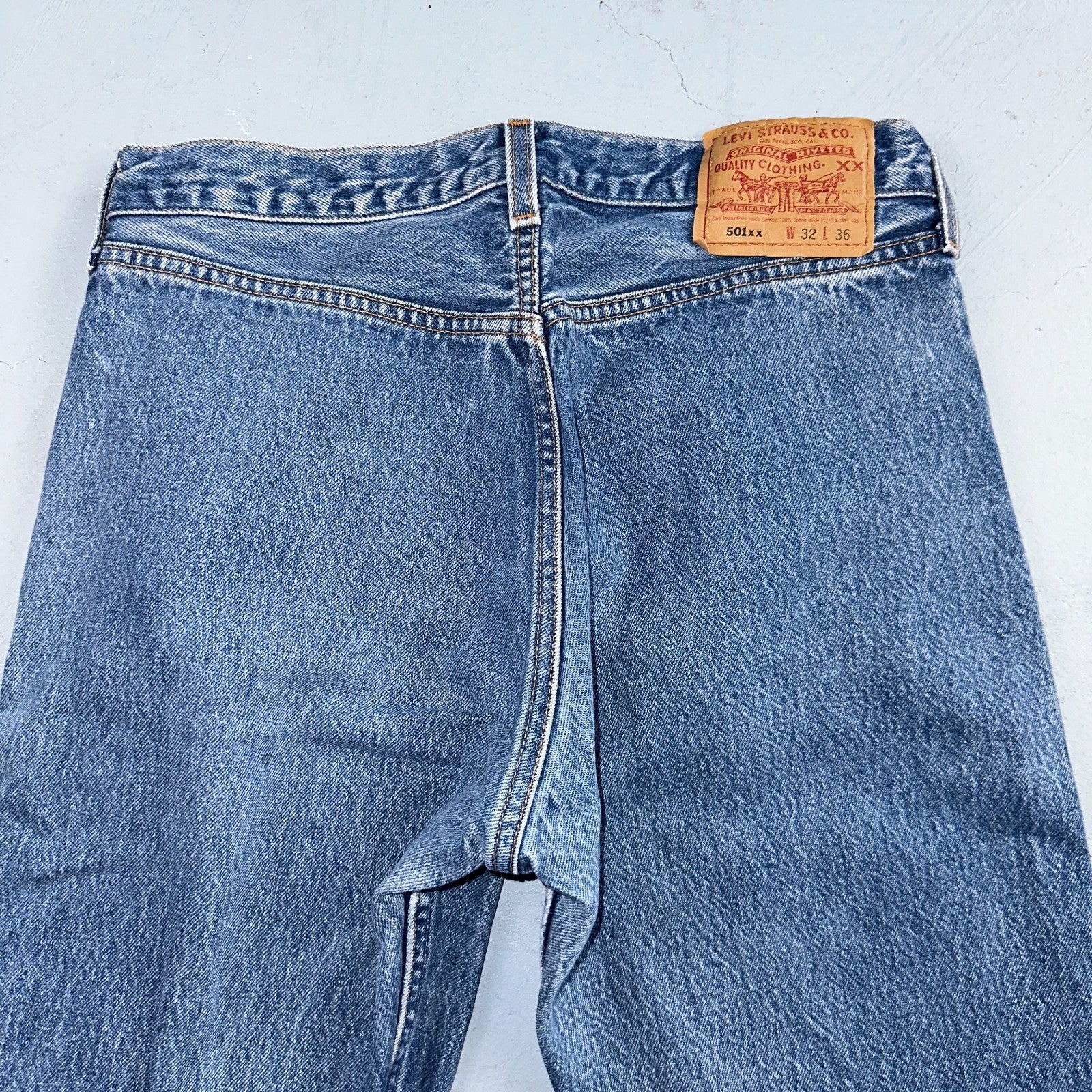 Levis 501 Vintage 90s USA XX Straight Leg Jeans Blue Med Wash 32x36 Act 29x32