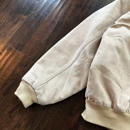 VTG 90s Carhartt Hooded Quilted Lined Tan Duck Canvas Jacket JQ295 2XL