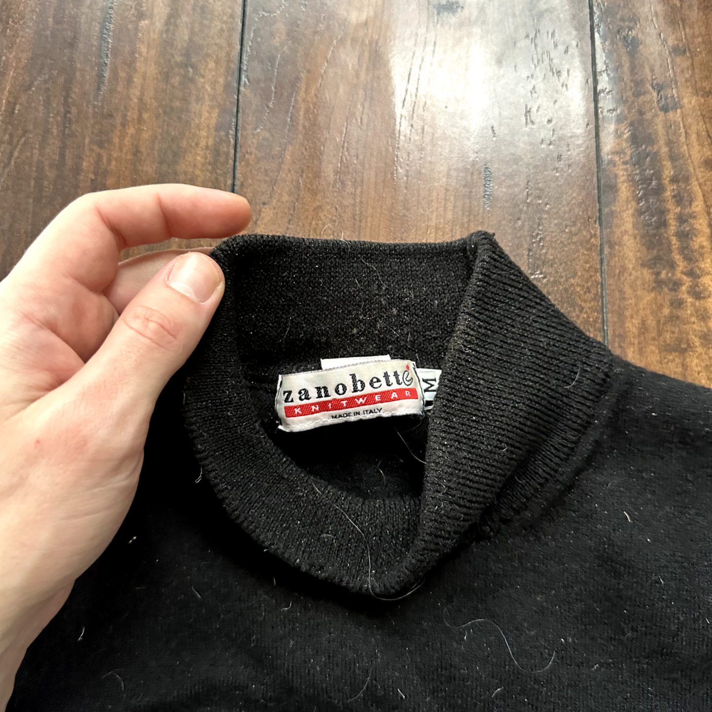 Zanobette Knitwear men's medium black top rugby Thrashed Vintage 80s Sweater